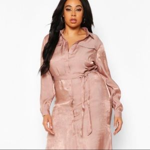 Satin Sleeping Style Boyfriend Shirt Dress